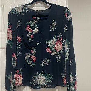 Banana Republic Navy Floral Blouse